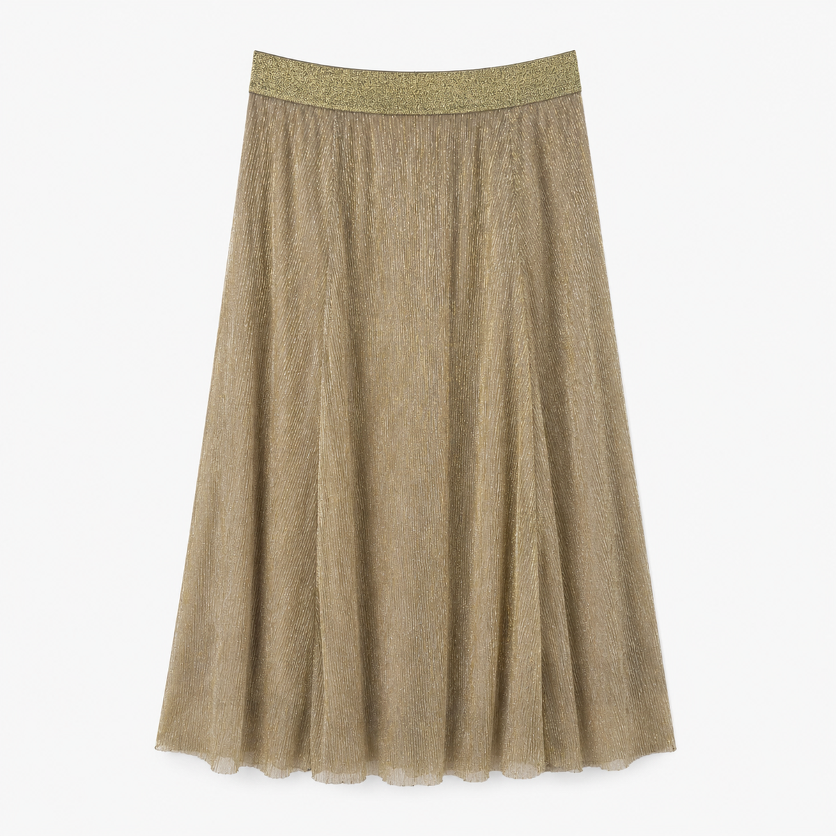 Fustă ONLY aurie din tulle cu fir metalizat