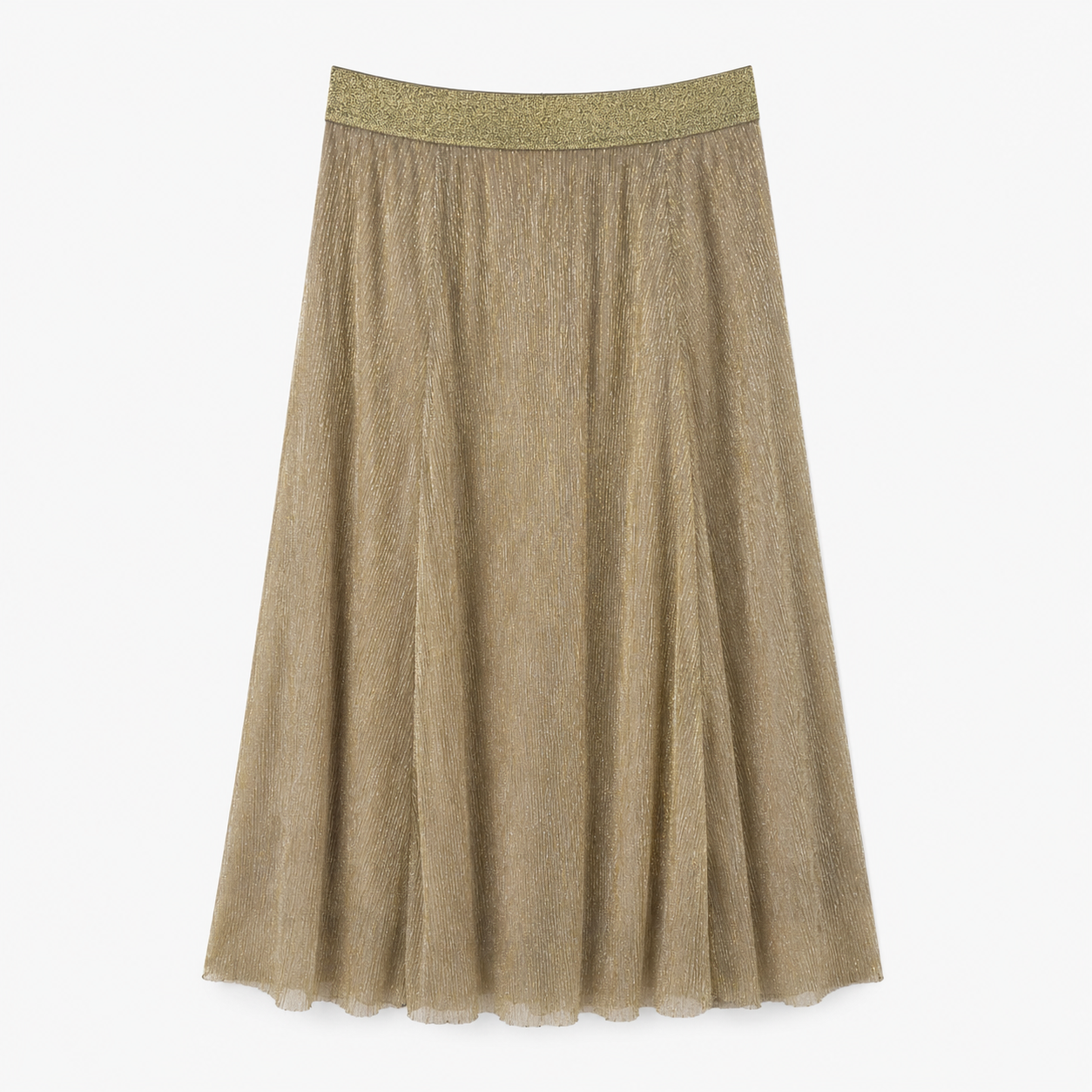 Fustă ONLY aurie din tulle cu fir metalizat