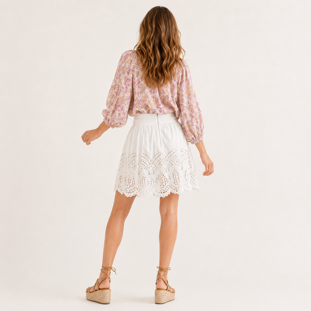 Fustă Isabel Marant Étoile albă cu broderie perforată