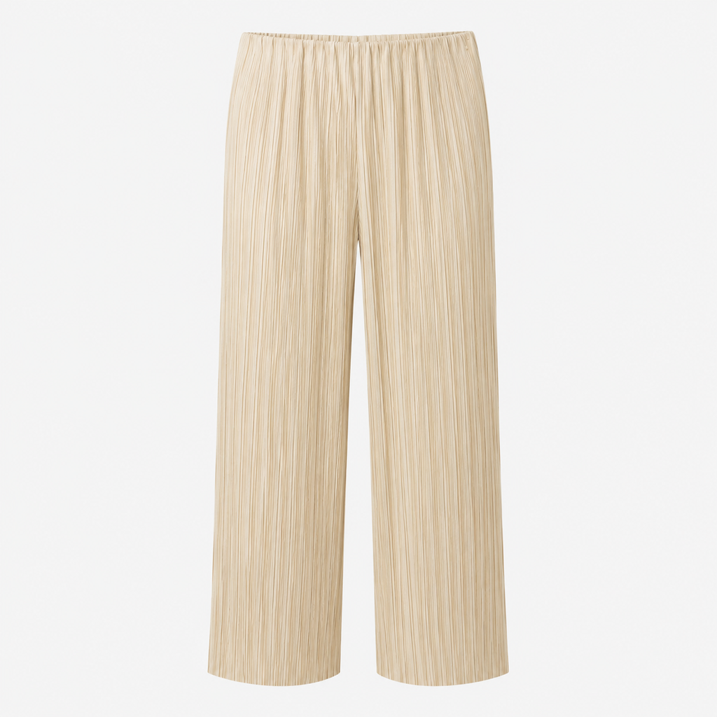 Pantaloni s.Oliver crem plisați wide leg