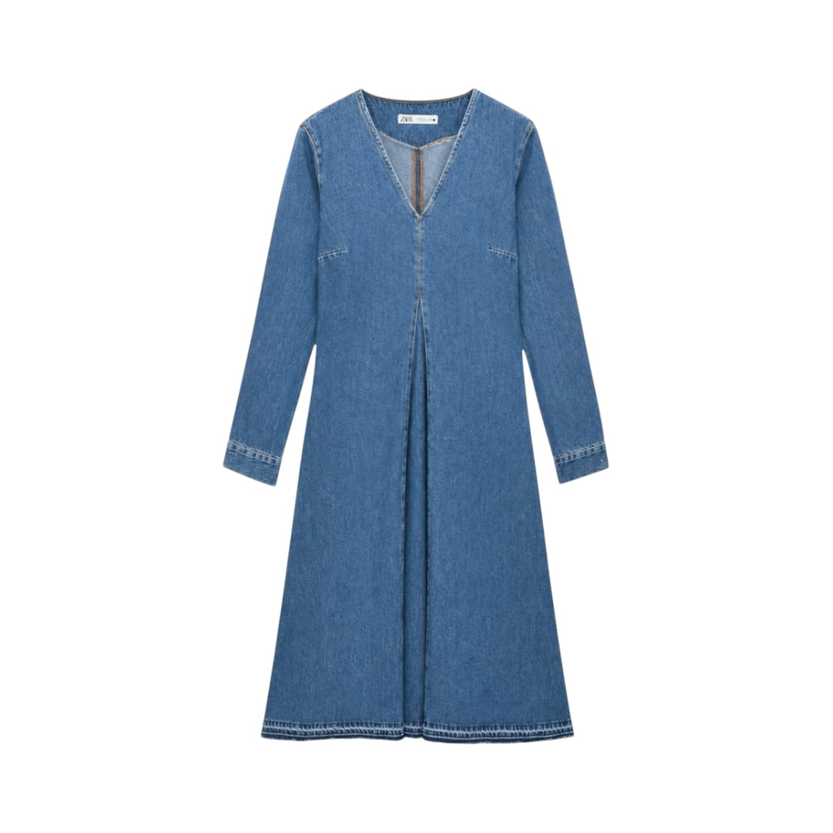 Rochie lungă Zara din denim cu decolteu în V