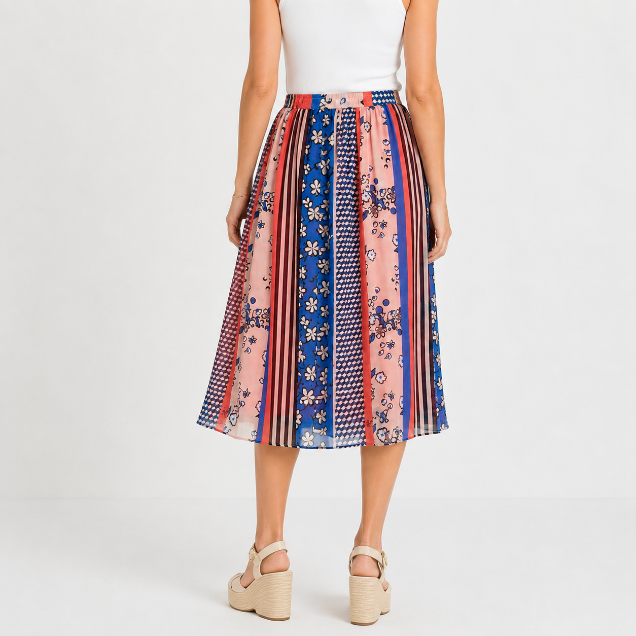 Fustă midi Marc O'Polo Denim multicoloră cu imprimeu mixt