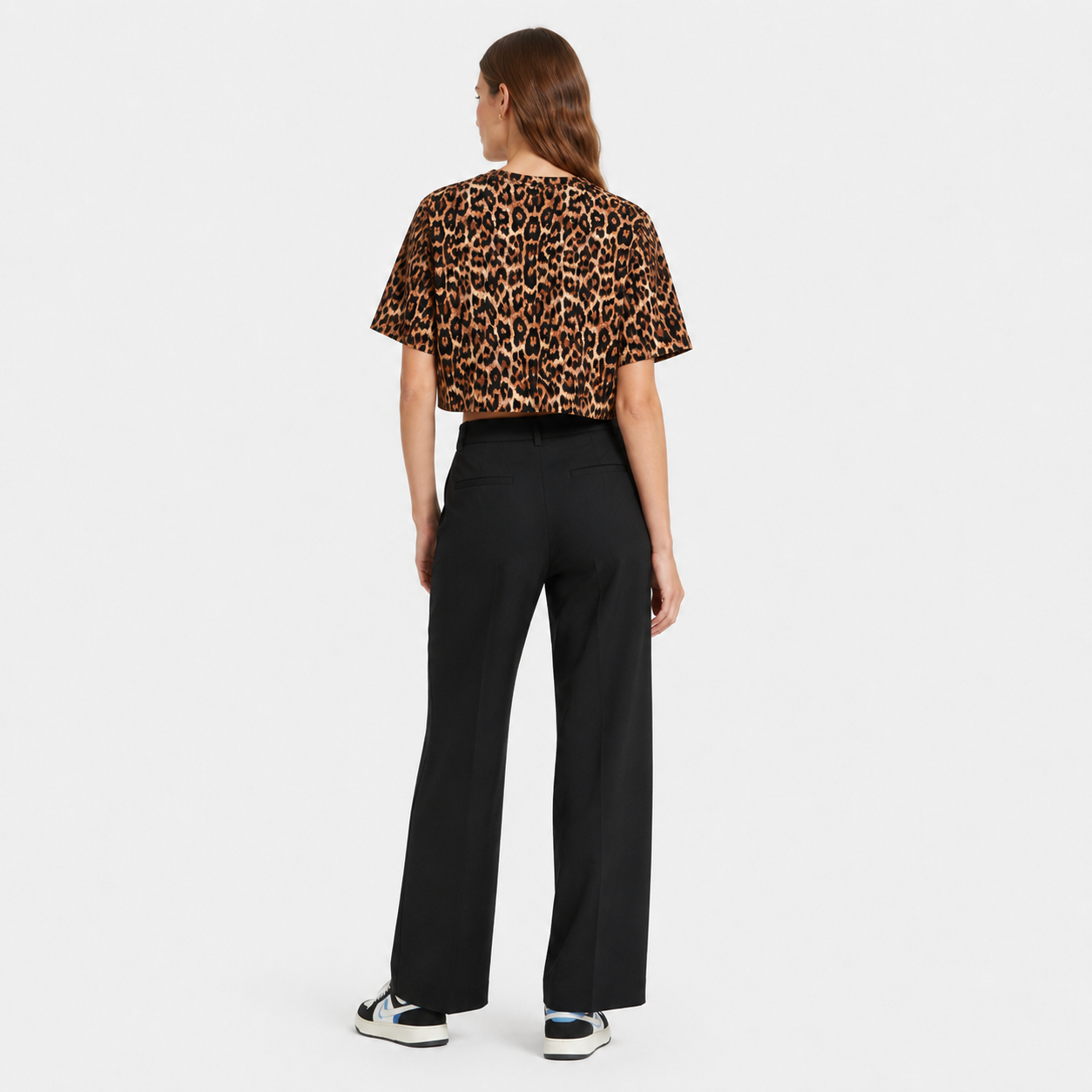Tricou Noisy May cropped cu imprimeu leopard