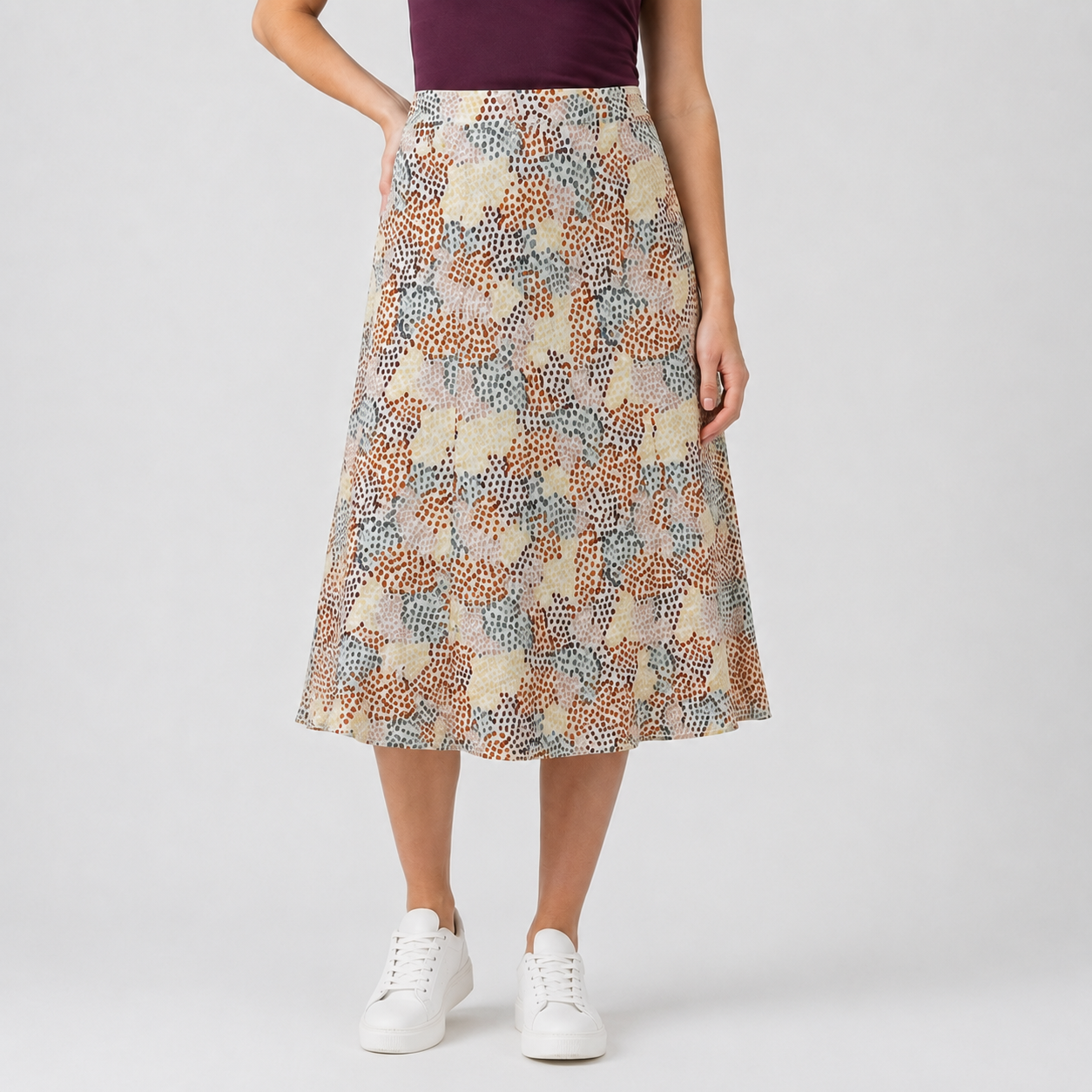 Fustă midi Peppercorn multicolor cu imprimeu abstract