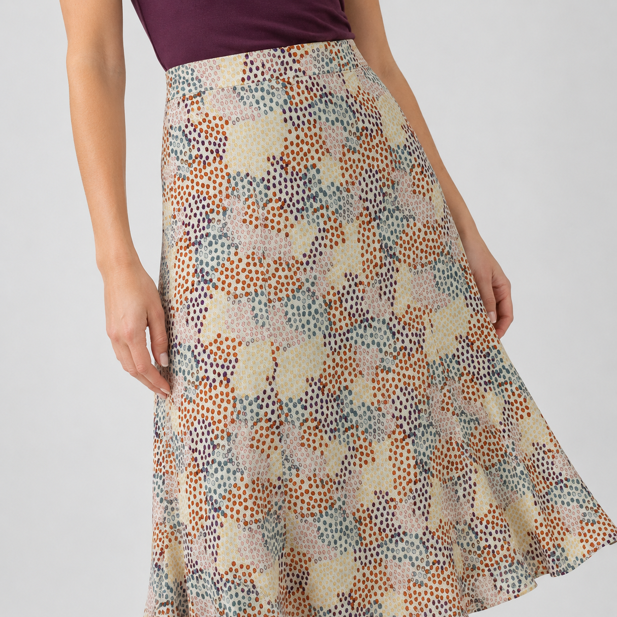 Fustă midi Peppercorn multicolor cu imprimeu abstract