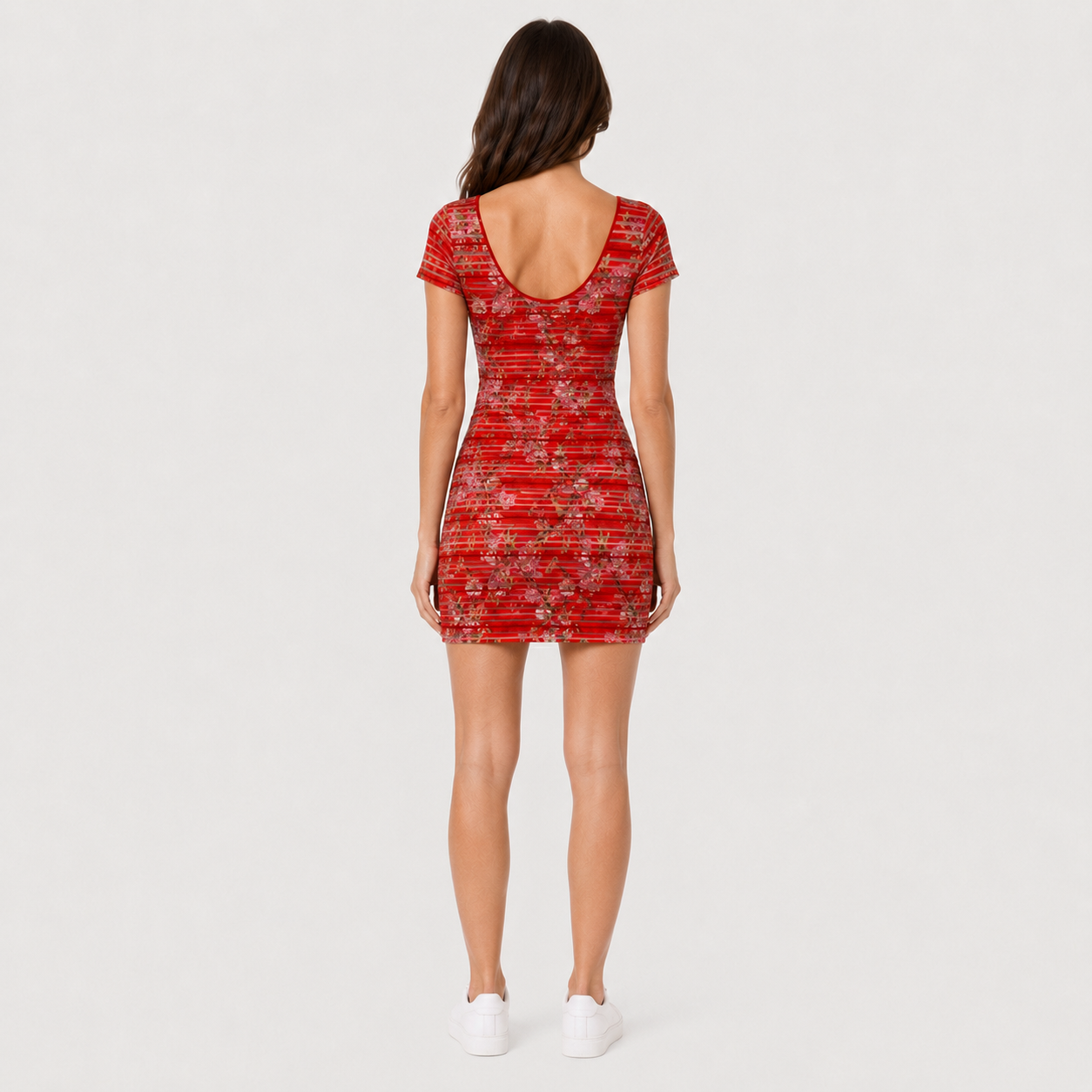 Rochie Desigual Esther roșie cu imprimeu floral