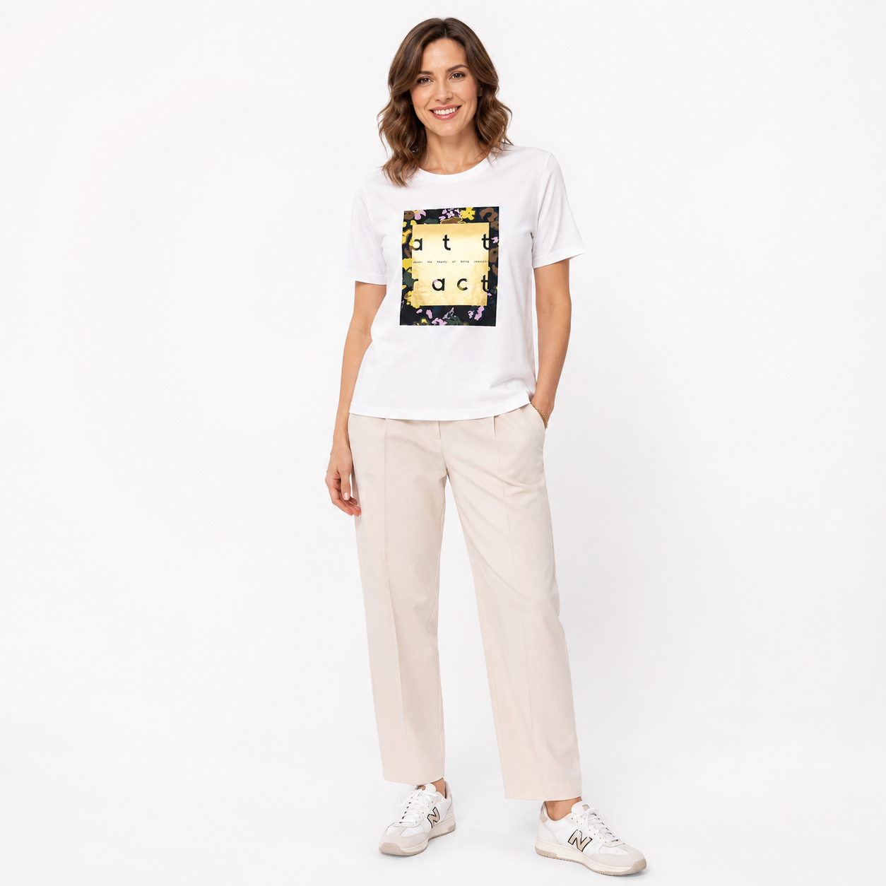 Tricou s.Oliver alb cu imprimeu grafic frontal