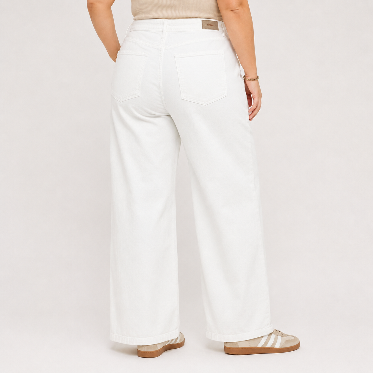 Blugi s.Oliver Suri High Rise Wide Leg albi