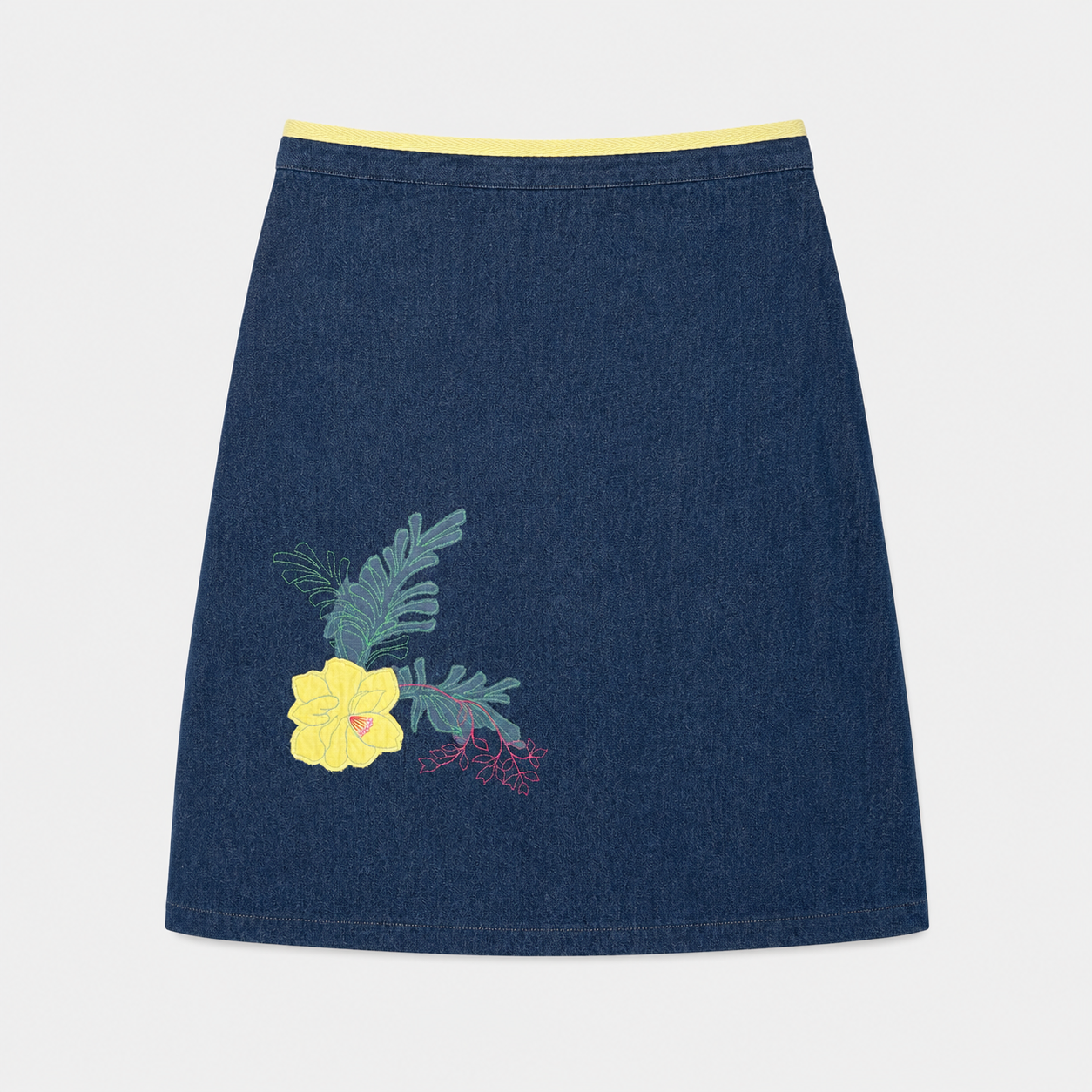 Fustă Ted Baker din denim cu broderie florală