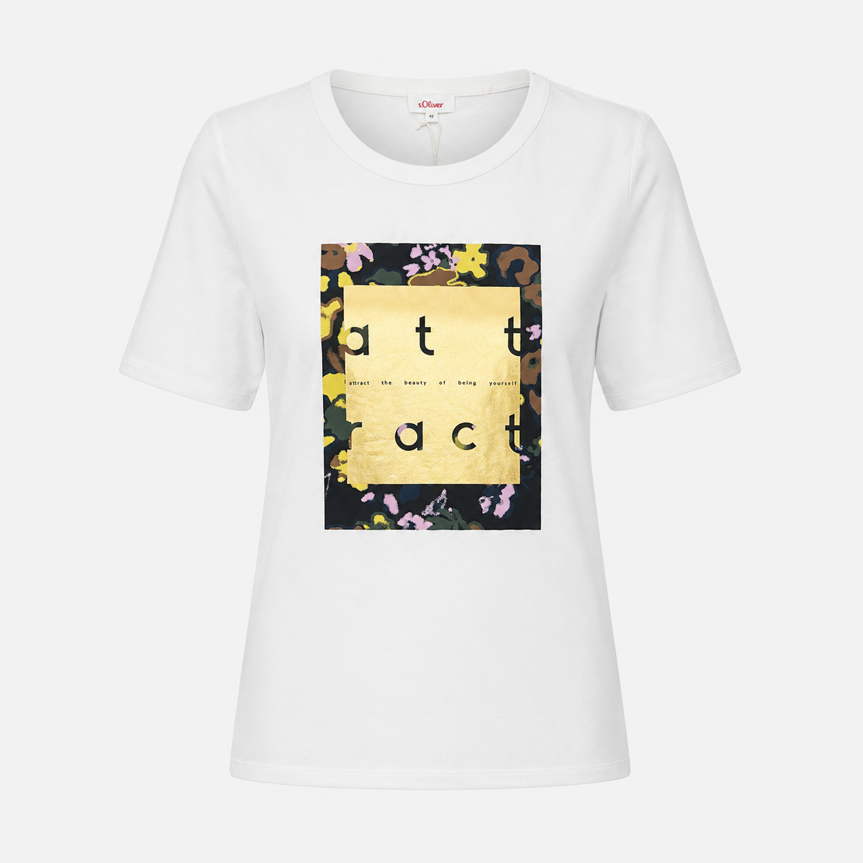 Tricou s.Oliver alb cu imprimeu grafic frontal