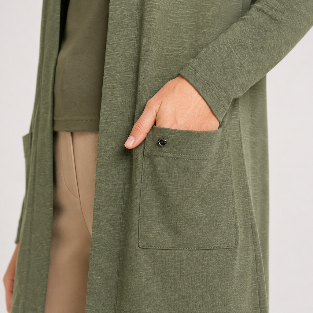 Cardigan lung s.Oliver Open Front din mix de bumbac și vâscoză