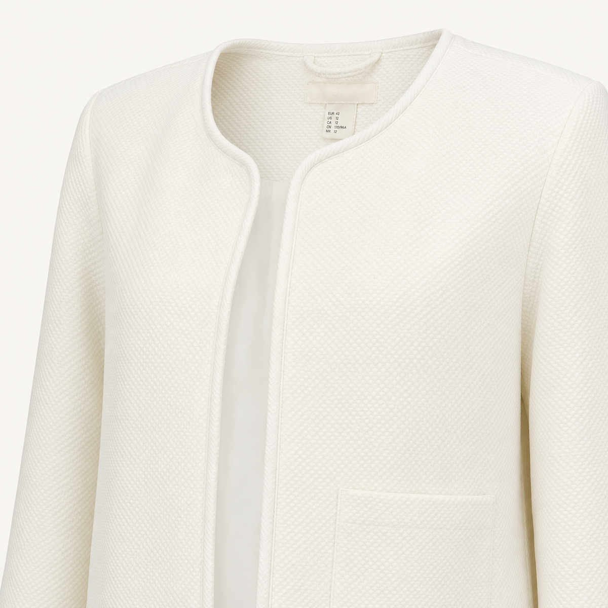 Sacou lung H&M alb din material texturat