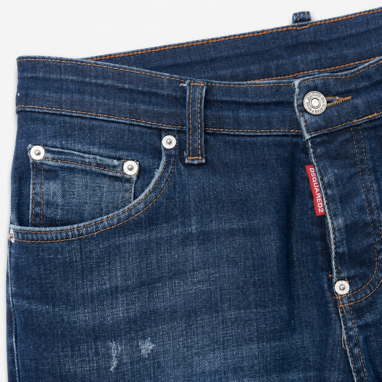 Blugi Dsquared2 Slim Jean albastru închis distressed