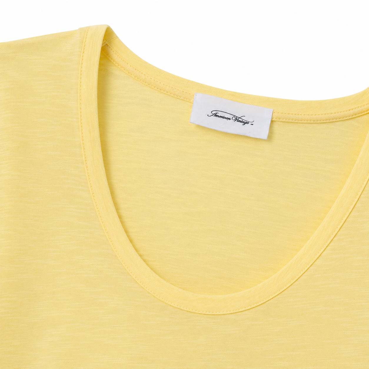 Tricou American Vintage galben cu decolteu rotund