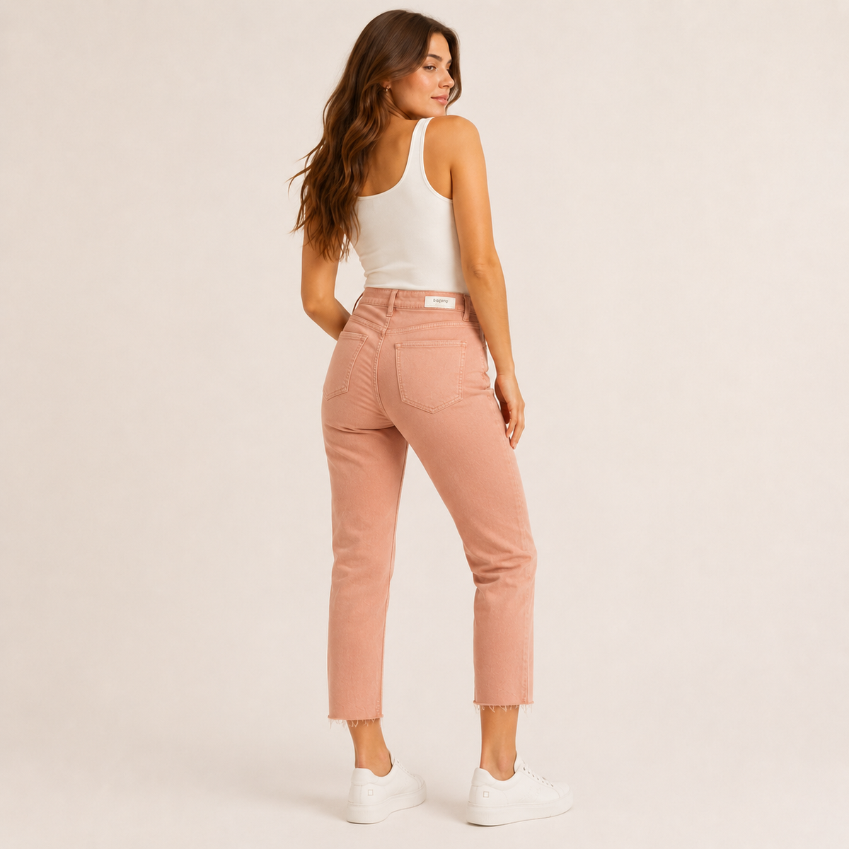 Blugi b.young Kato roz coral high waist