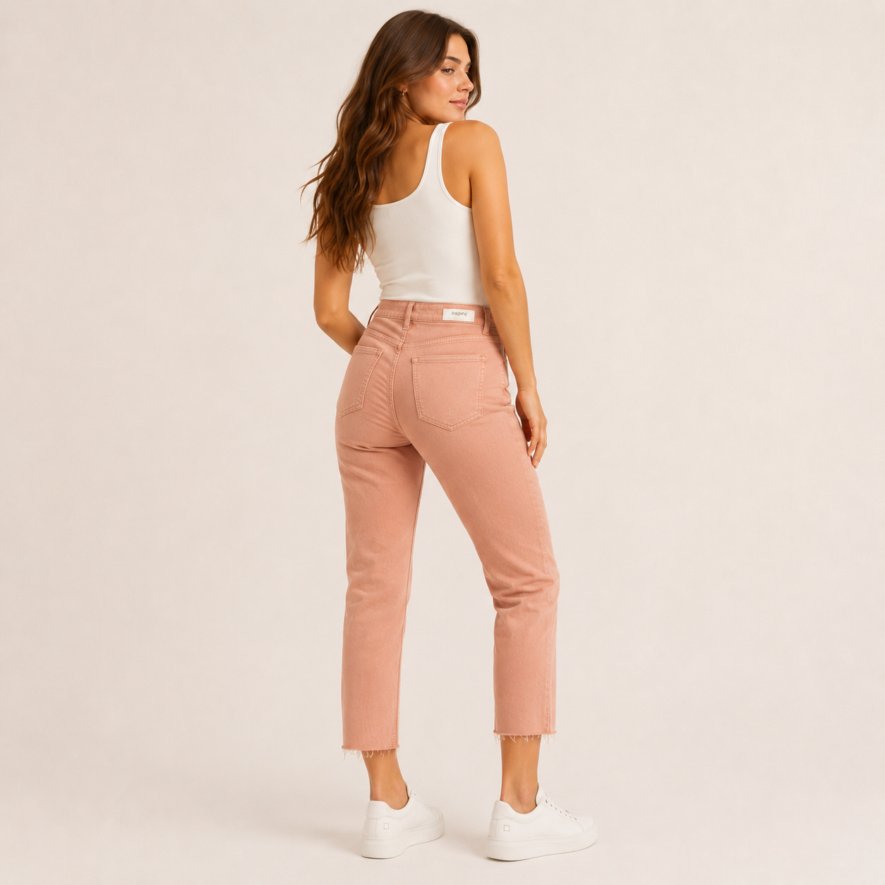 Blugi b.young Kato roz coral high waist