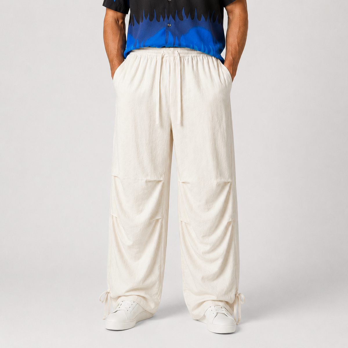 Pantaloni Yourturn parachute albi
