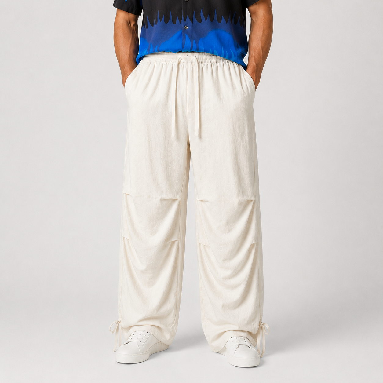Pantaloni Yourturn parachute albi