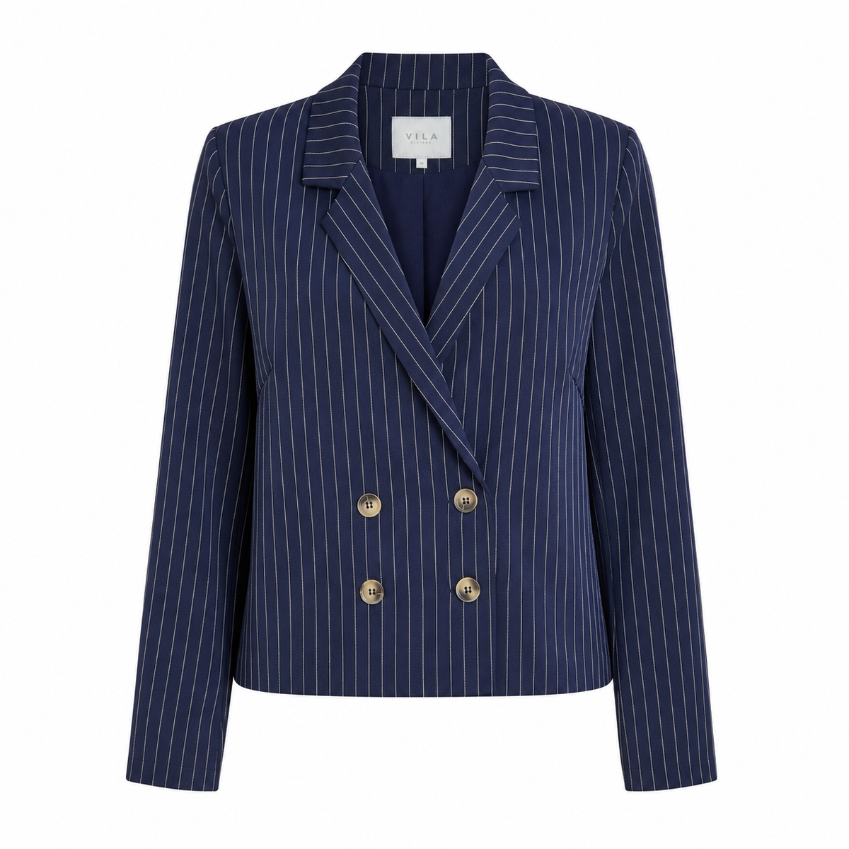 Sacou VILA bleumarin double breasted cu dungi fine