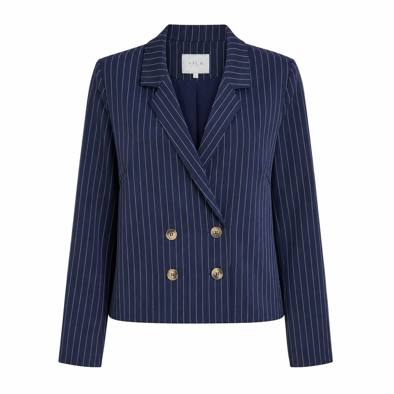 Sacou VILA bleumarin double breasted cu dungi fine