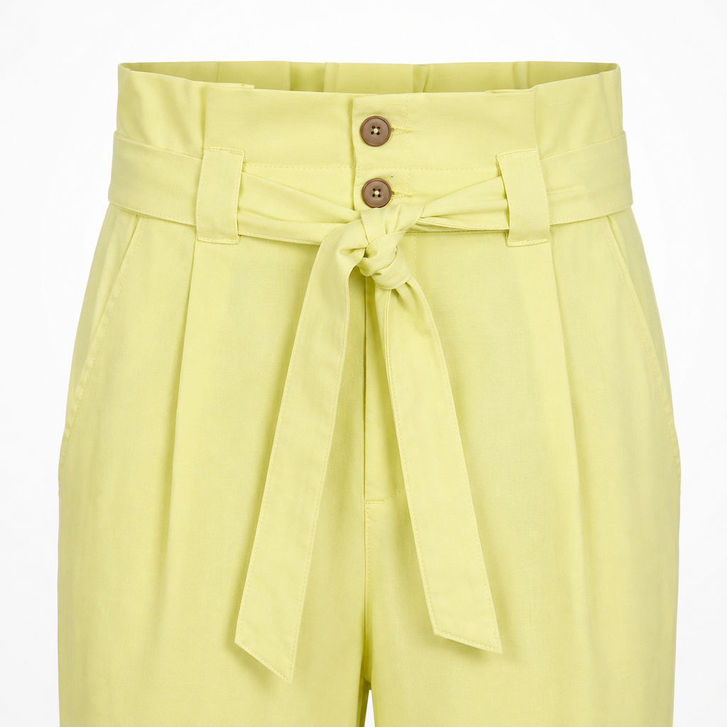 Pantaloni Comma galben pal paperbag cu cordon