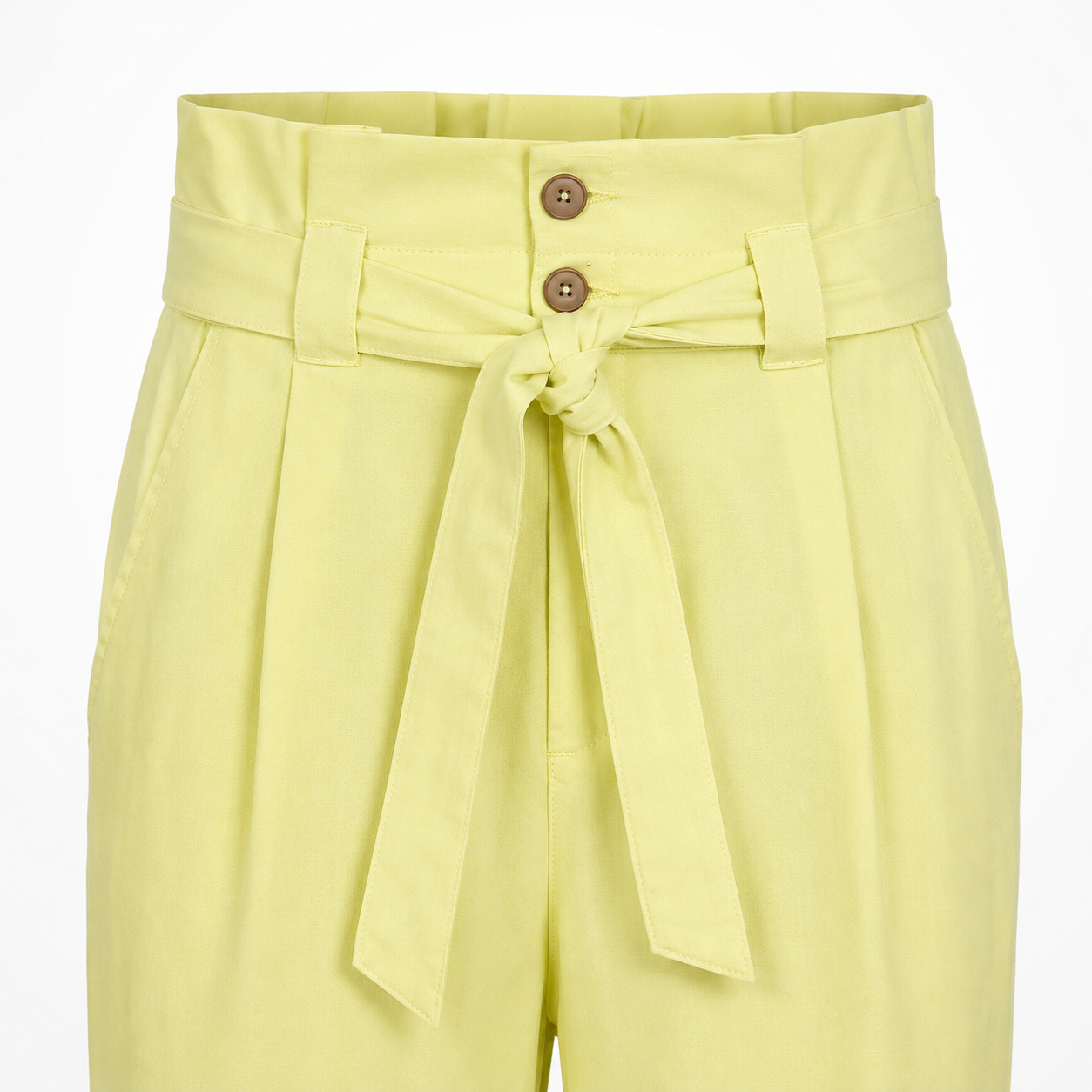 Pantaloni Comma galben pal paperbag cu cordon