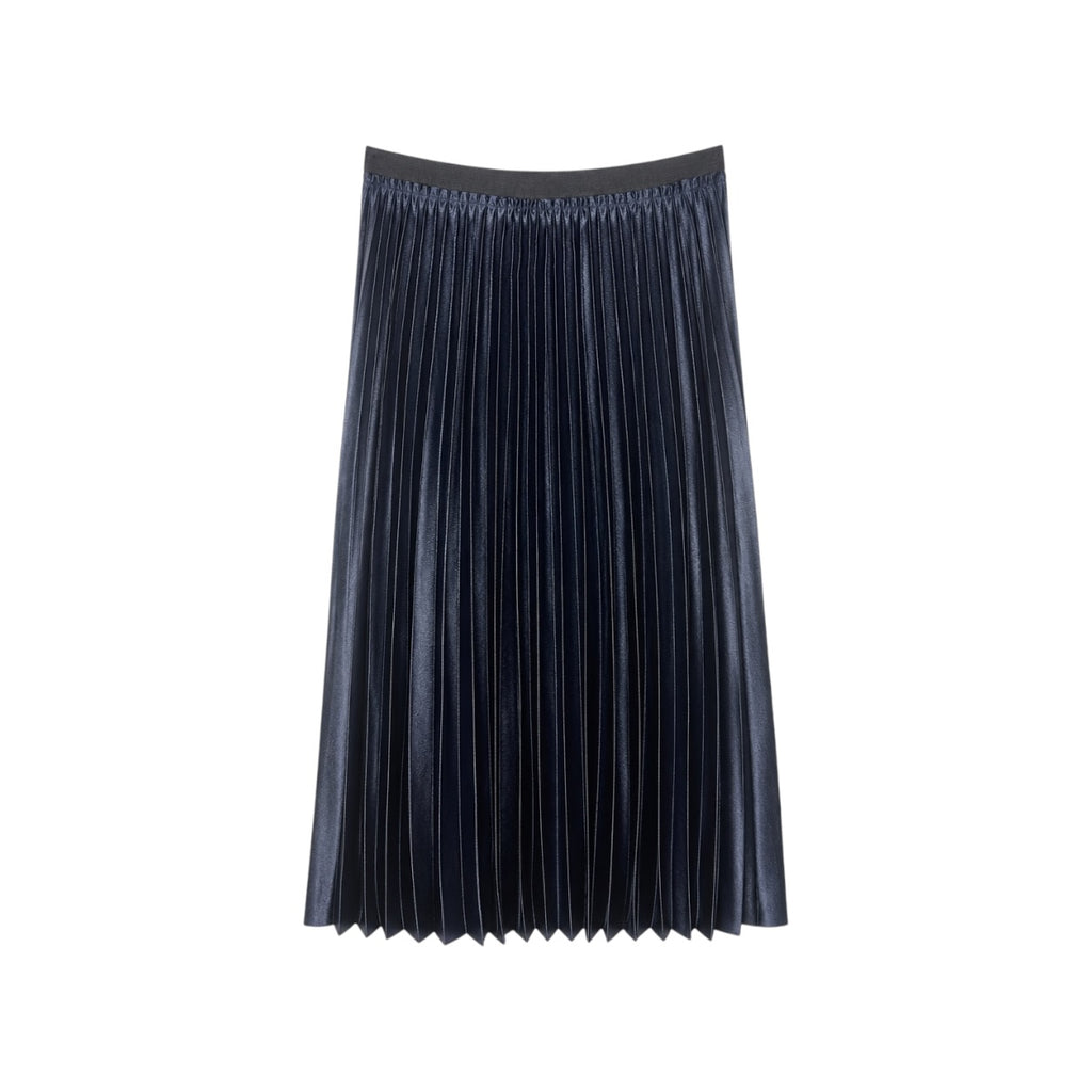 Fustă midi plisată Mango Casual bleumarin