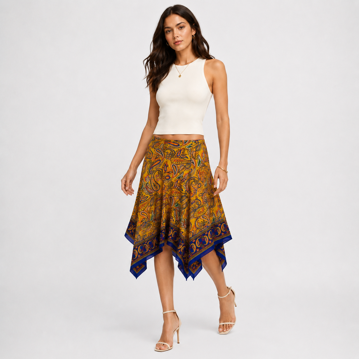 Fustă Lauren Ralph Lauren din mătase cu imprimeu paisley
