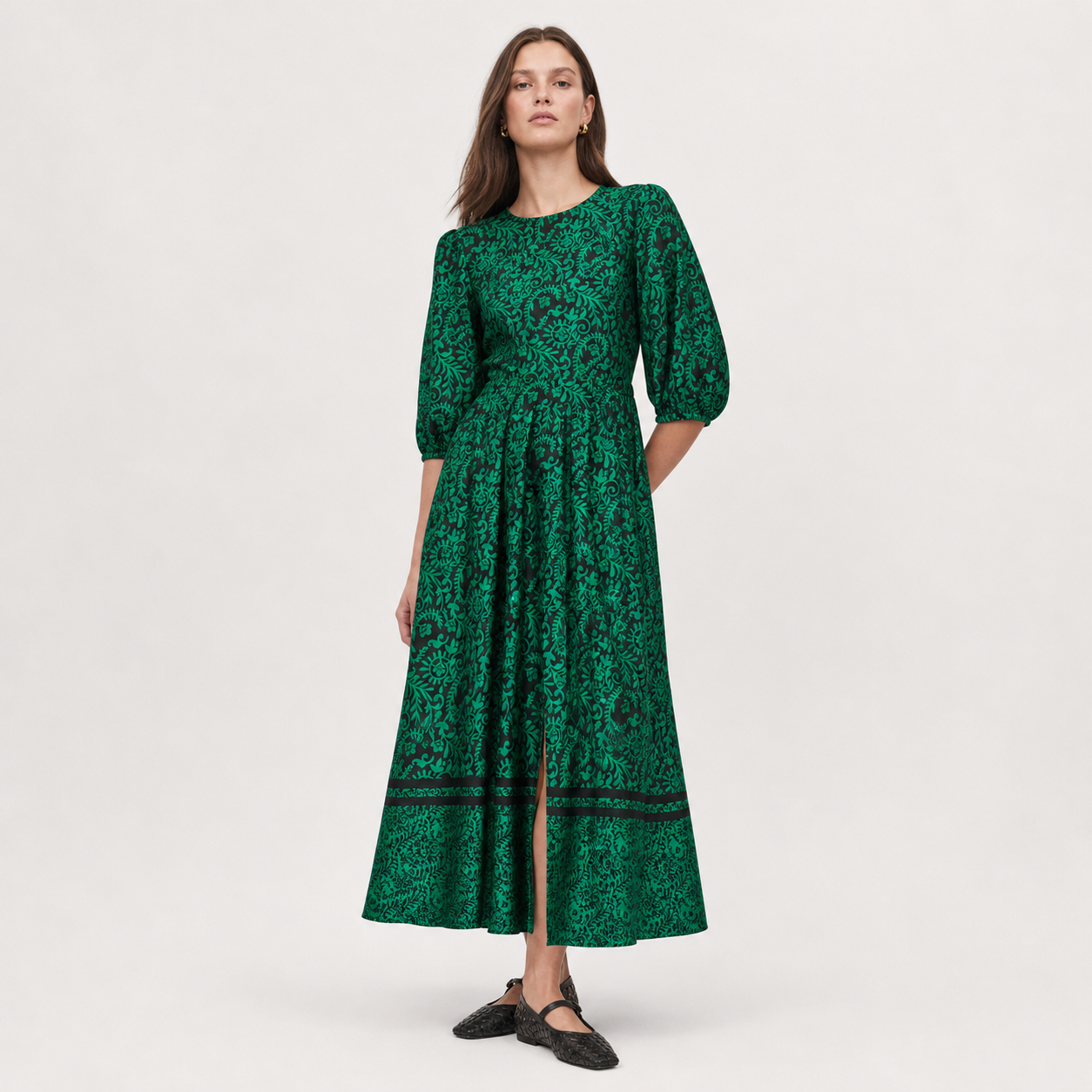 Rochie Friends Like These verde cu imprimeu floral