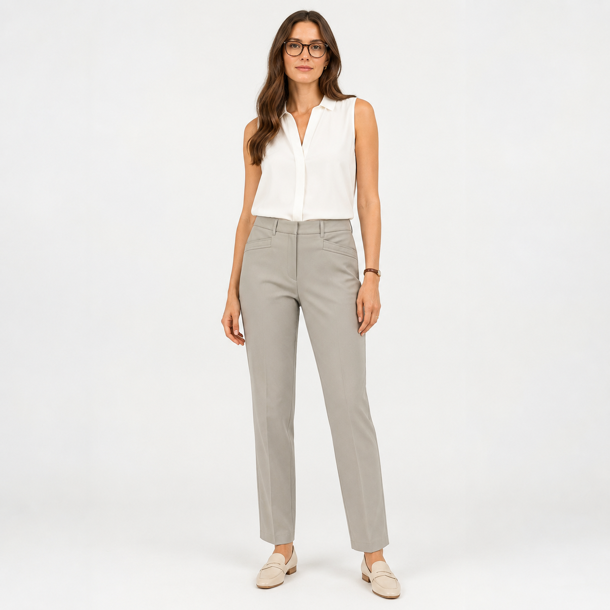 Pantaloni s.Oliver Rachel gri bej regular fit