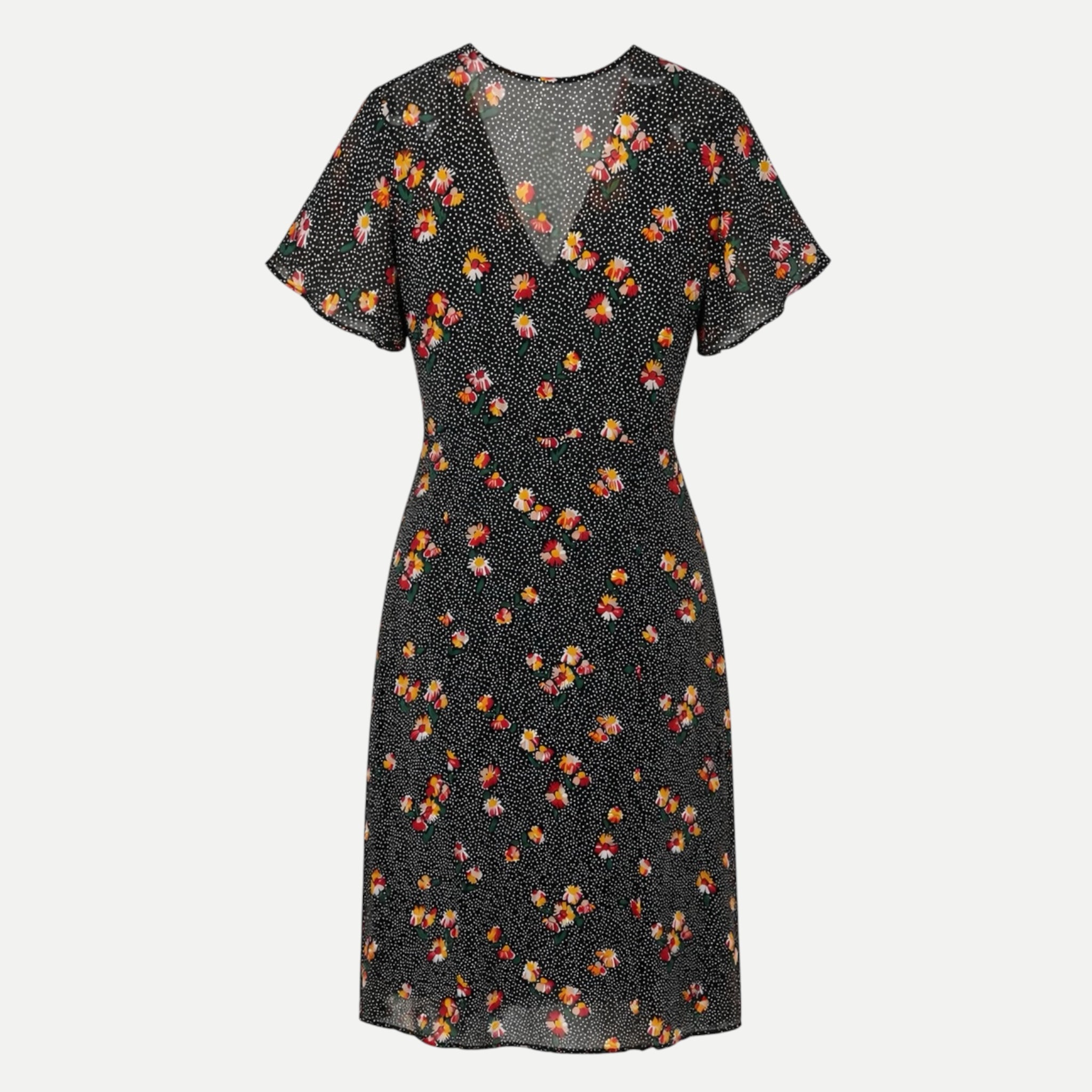 Rochie Q/S neagră cu buline și flori