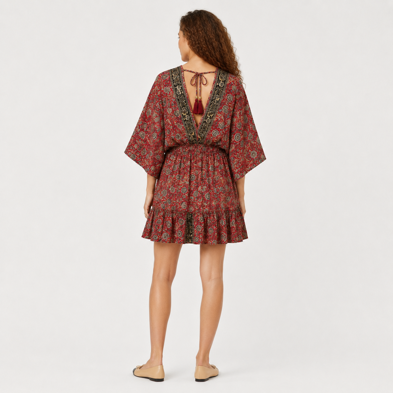 Rochie Boho din mătase naturală cu imprimeu floral