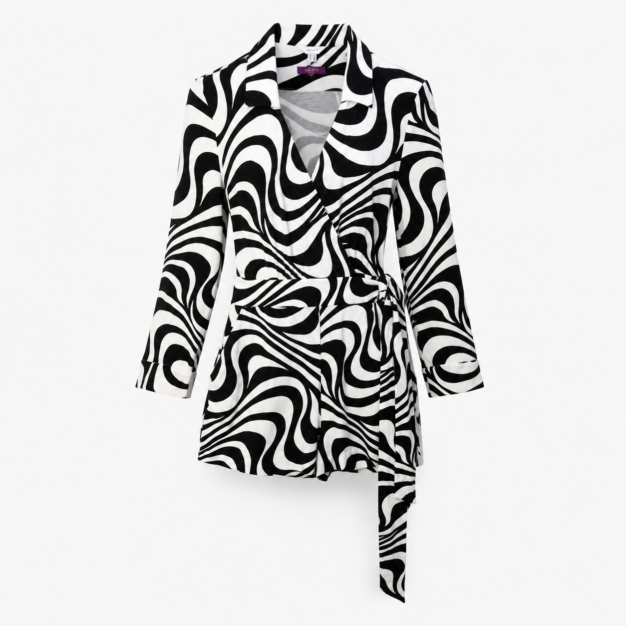 Salopetă scurtă Gant Printed Wrap Playsuit alb-negru