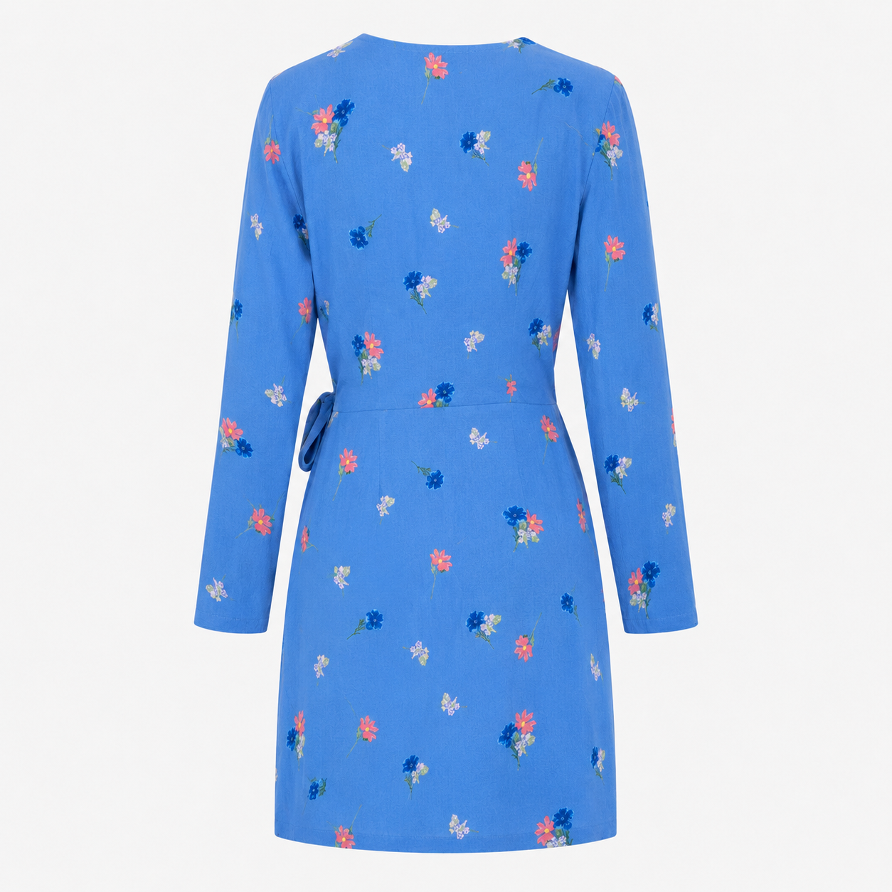 Rochie Envii albastră petrecută din vâscoză cu imprimeu floral