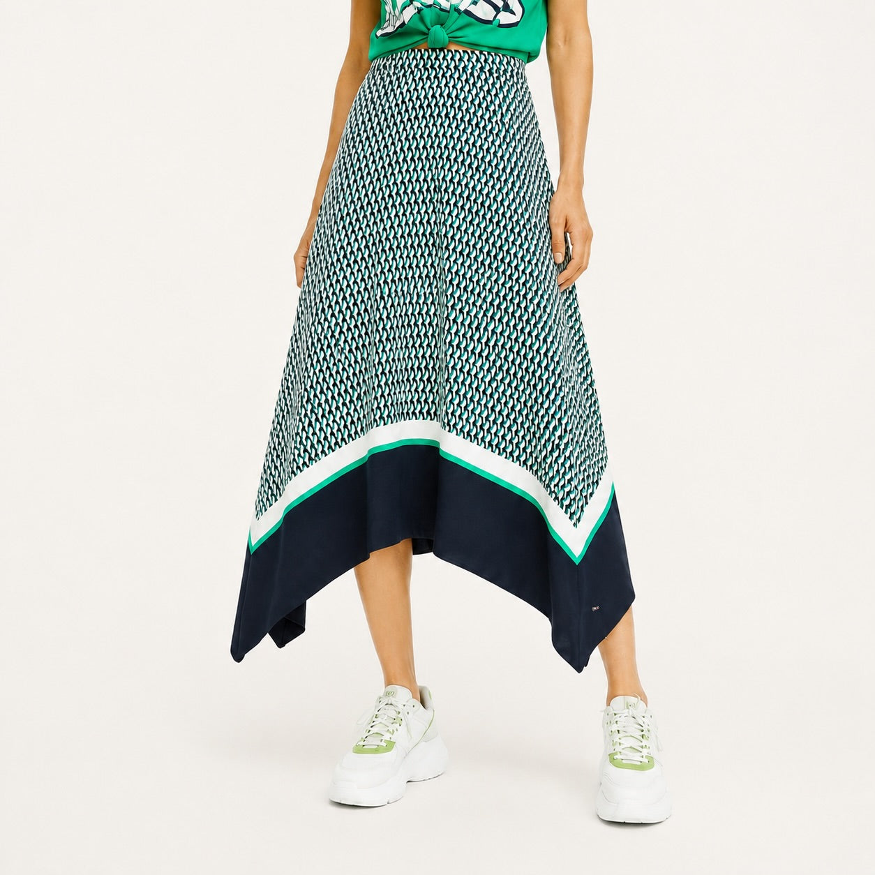 Fustă Tommy Hilfiger asimetrică cu imprimeu geometric