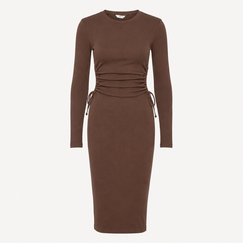 Rochie Envii maro midi cu decupaje laterale