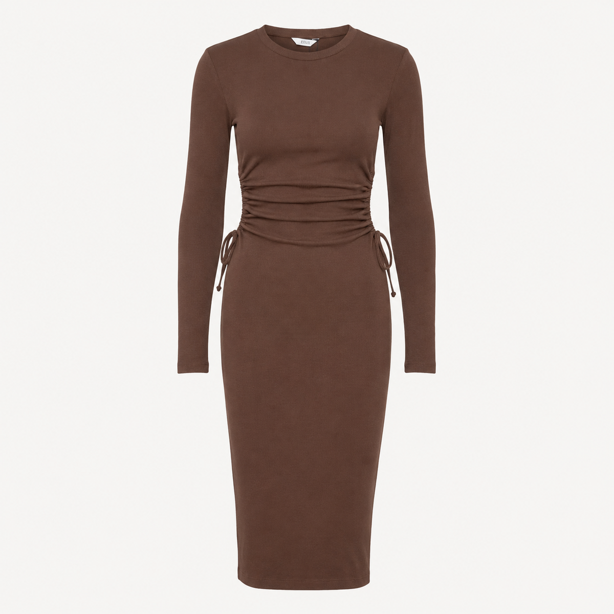 Rochie Envii maro midi cu decupaje laterale