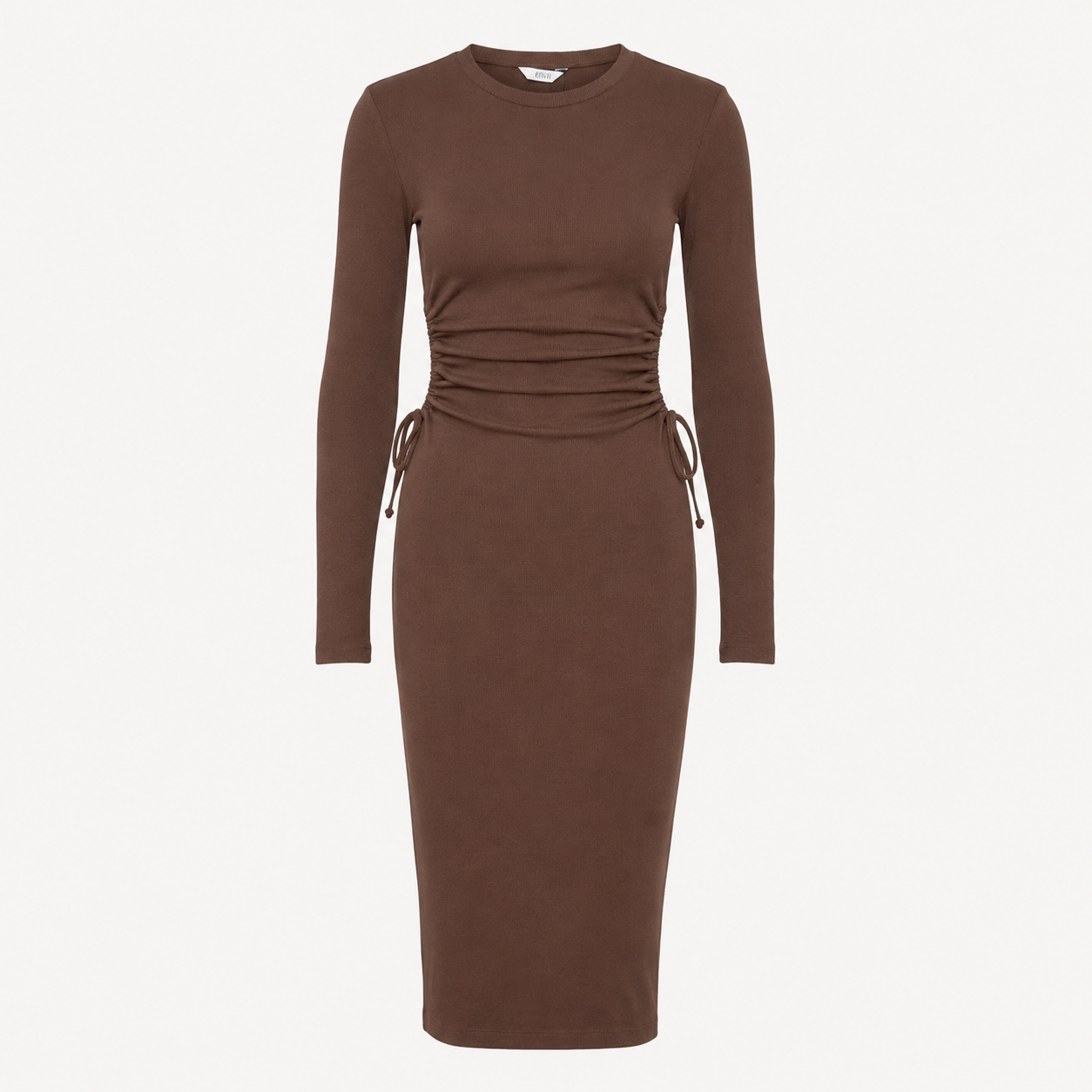 Rochie Envii maro midi cu decupaje laterale