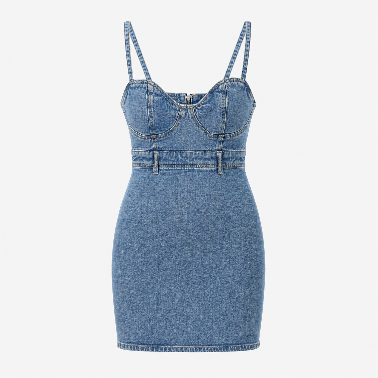 Rochie Only albastră din denim bodycon cu bretele