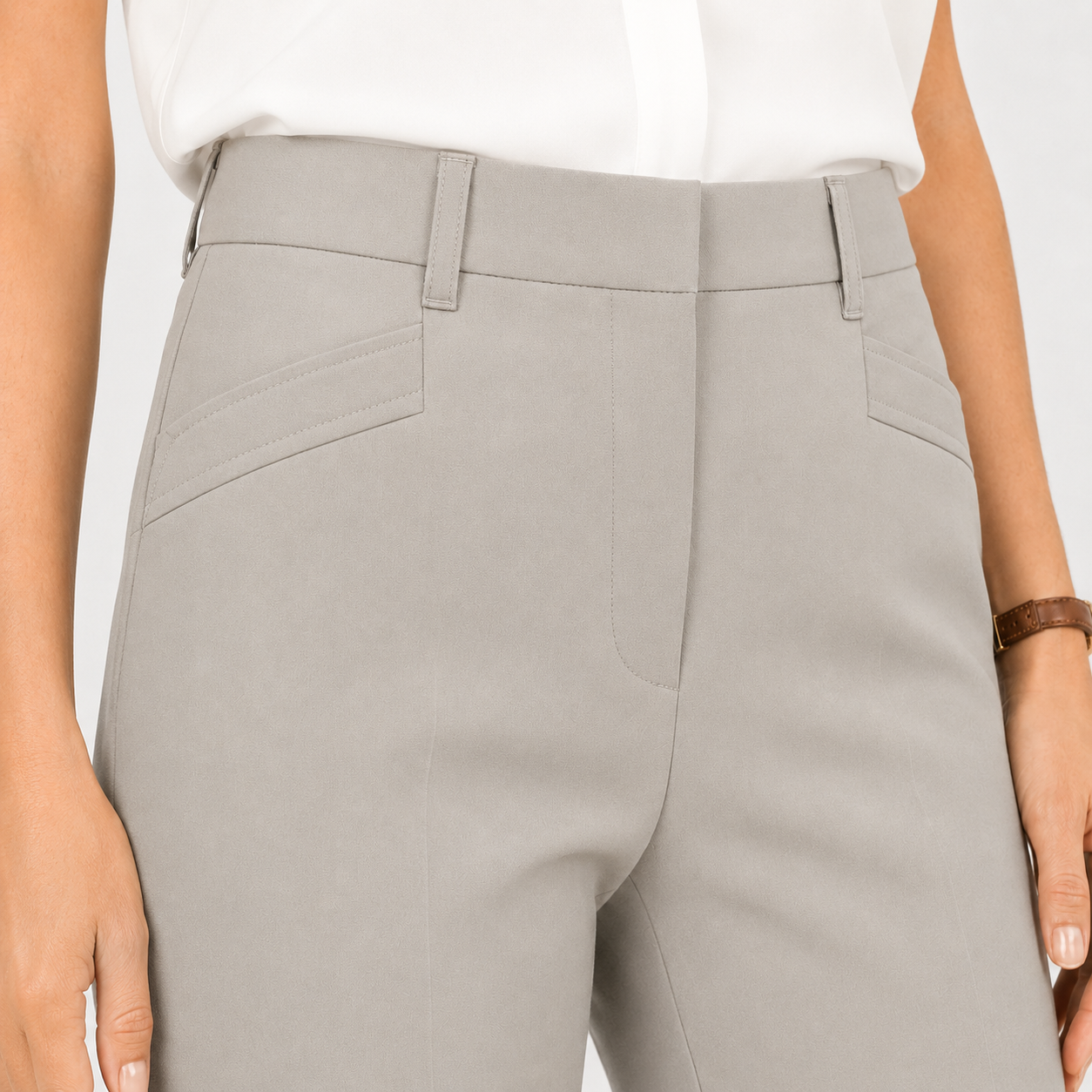 Pantaloni s.Oliver Rachel gri bej regular fit