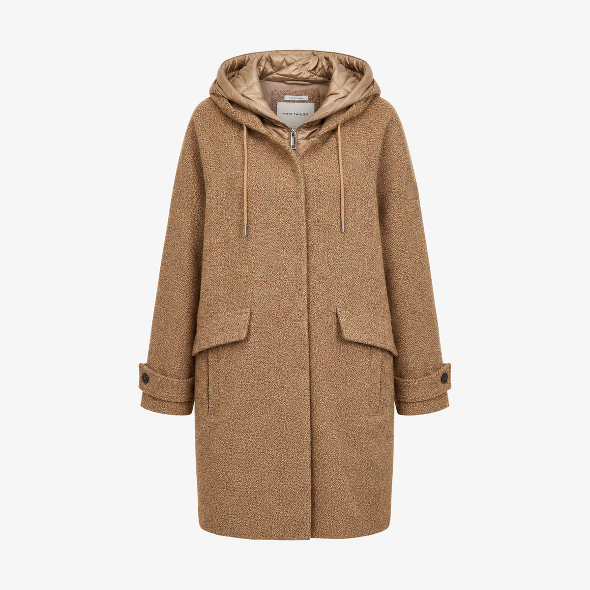 Palton Tom Tailor Fabric Mix cu glugă și inserție matlasată