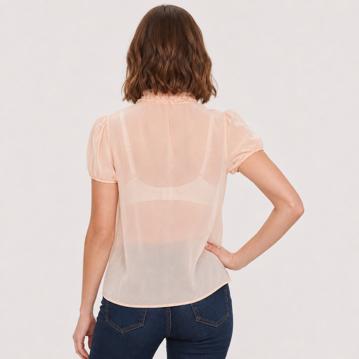 Bluză Saint Tropez peach cu volane