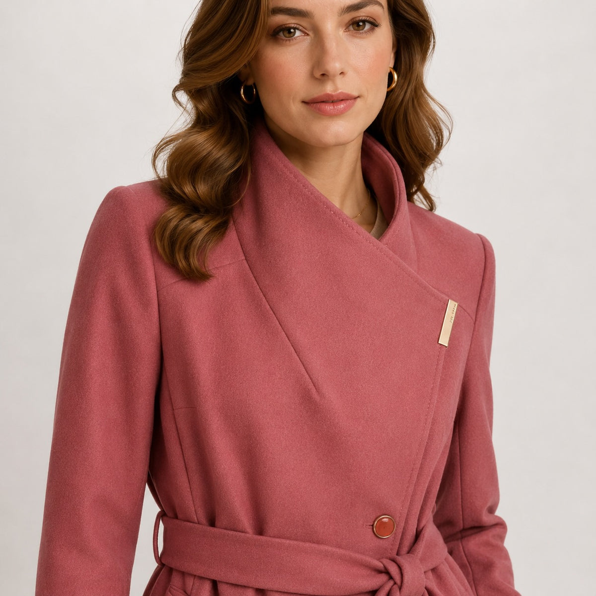 Palton Ted Baker Langley roz cu cordon