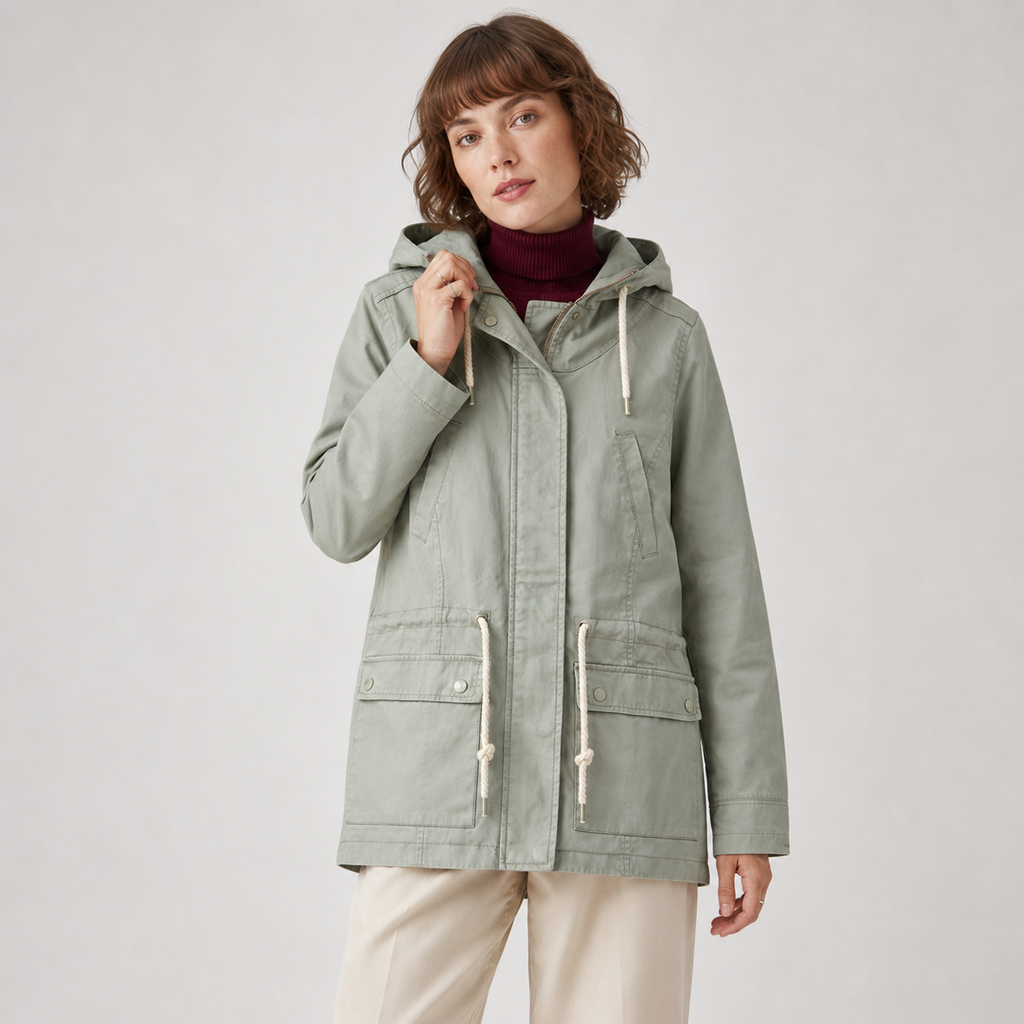 Parka Review cu glugă și talie reglabilă