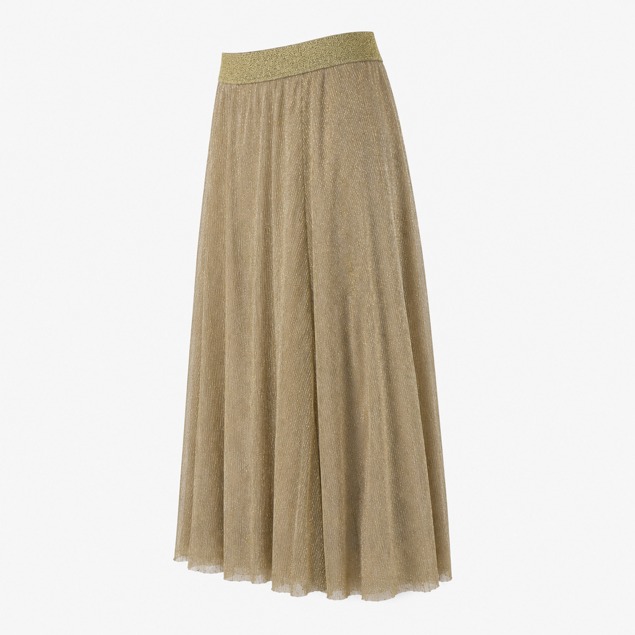 Fustă ONLY aurie din tulle cu fir metalizat