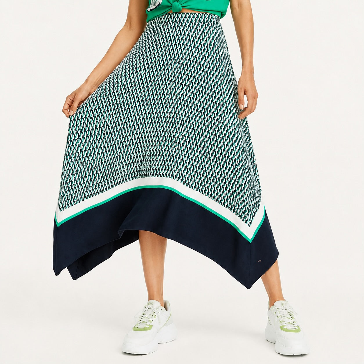 Fustă Tommy Hilfiger asimetrică cu imprimeu geometric