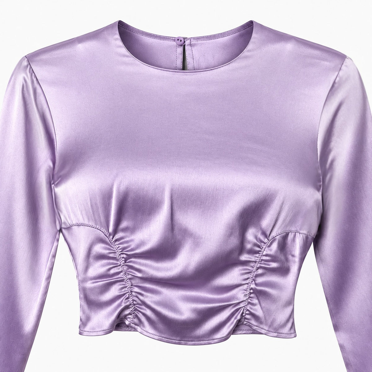 Bluză cropped ZARA lila satinată cu fronseuri
