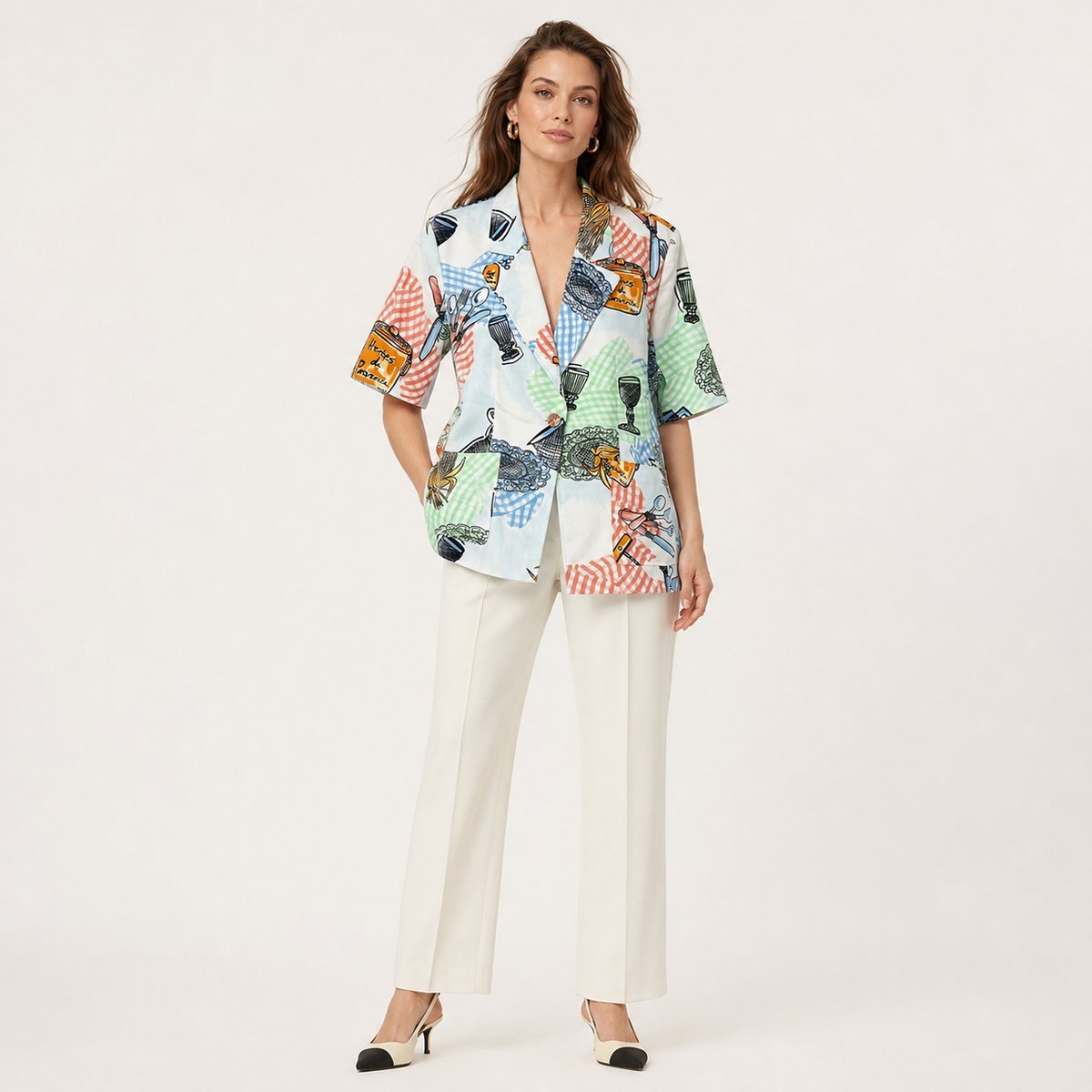 Sacou Louis Féraud vintage de lux cu imprimeu multicolor