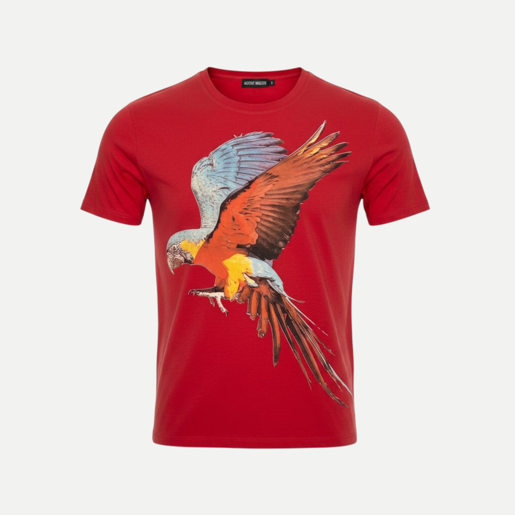 Tricou Antony Morato roșu cu imprimeu papagal
