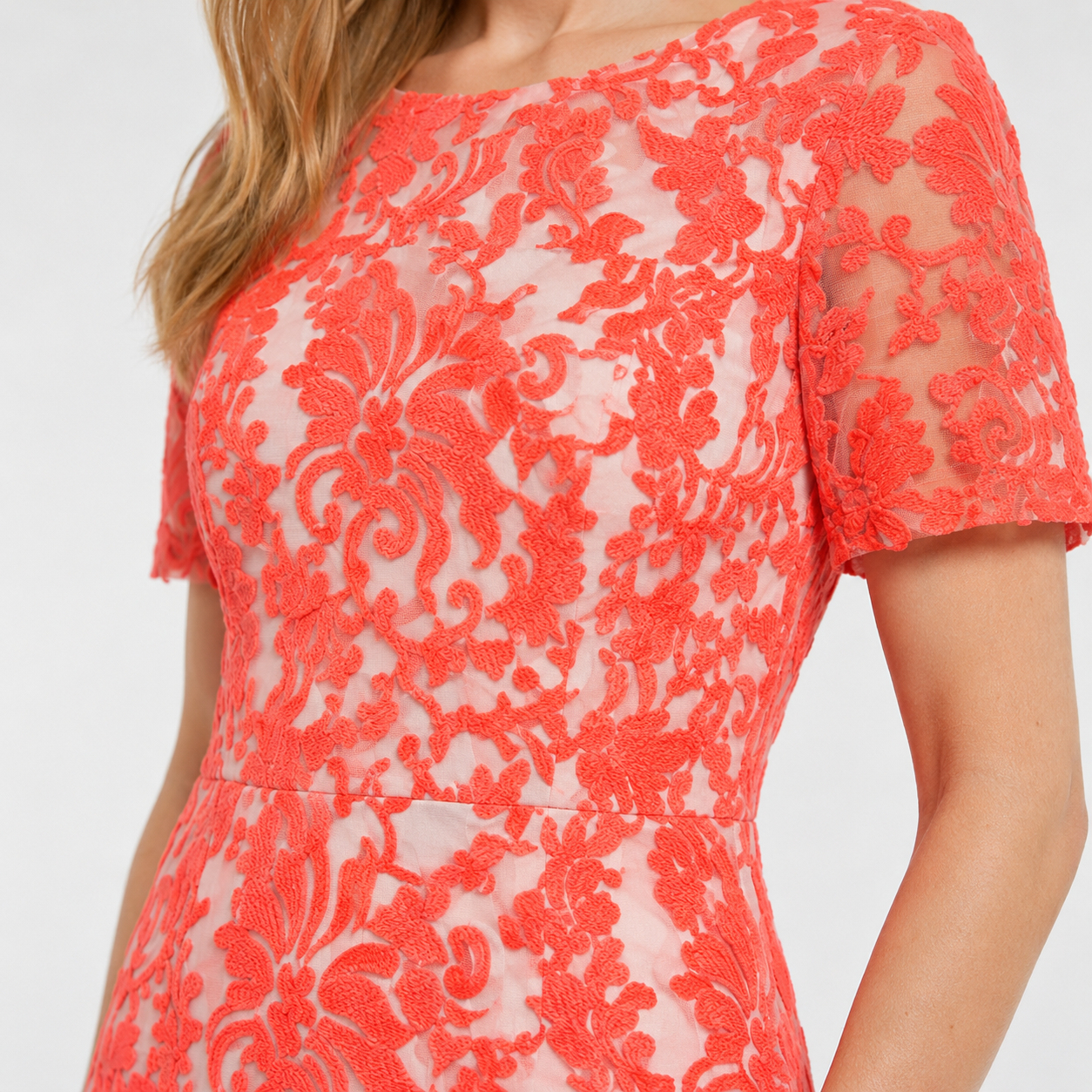 Rochie Topshop corai cu dantelă florală